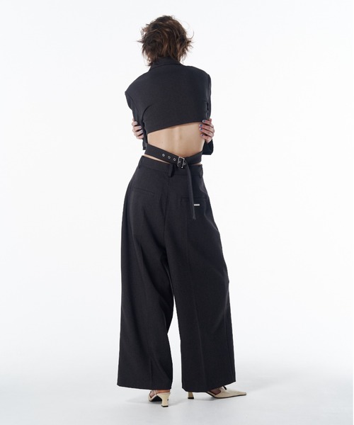 美品 ジョゼムーン 2way サロペット ワイドパンツ ハイウエスト 36 黒 JOSE MOON（ジョゼムーン） ワイドパンツ パンツ COMFORT WIDE PANTS