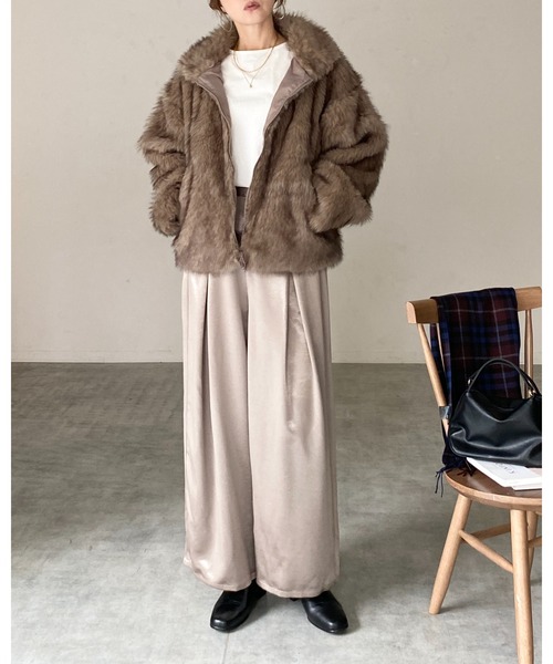 She's Closet コート アウター スタンドカラーミドル丈ダブルジップ
