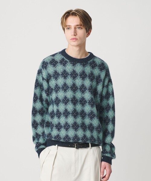 新品 H BEAUTY&YOUTH モヘヤニット メンズ S ブルー セーター BEAUTY＆YOUTH UNITED ARROWS セーター ニット ロンバス モヘヤ クルー