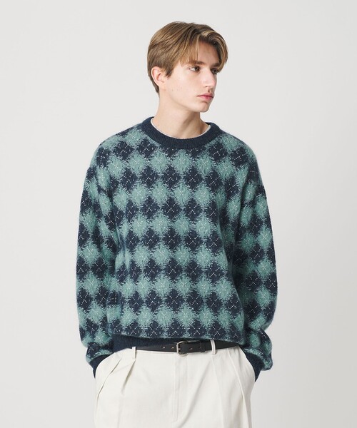 新品 H BEAUTY&YOUTH モヘヤニット メンズ S ブルー セーター 新品 H BEAUTY&YOUTH モヘヤニット メンズ S ブルー セーター