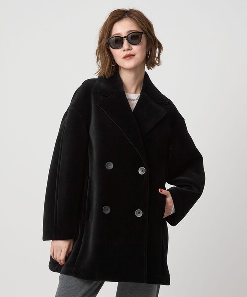 ★ばなな★新品タグ付き＜conte＞ベルベット ボンディング Pコート conte ピーコート pコート 「conte」ベルベット ボンディング Pコート