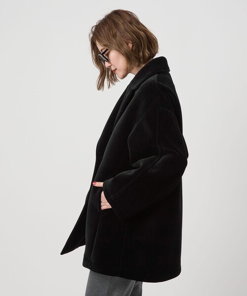conte ピーコート pコート 「conte」ベルベット ボンディング Pコート