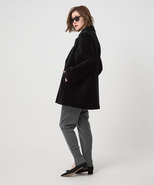 conte ピーコート pコート 「conte」ベルベット ボンディング Pコート