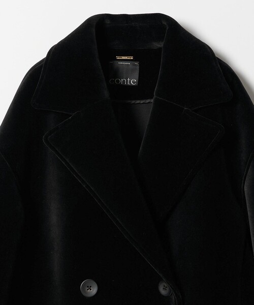 conte ピーコート pコート 「conte」ベルベット ボンディング Pコート