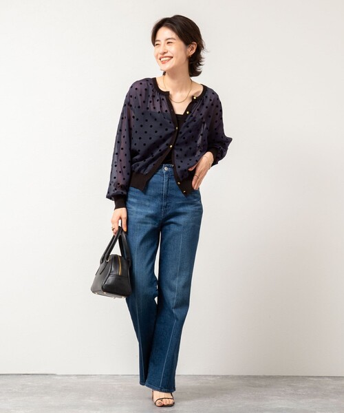 ノーリーズ今季シリーズキャメル ストライプトリミング カーディガン 38 NOLLEY'S（ノーリーズ） カーディガン 38 キャメル レディース