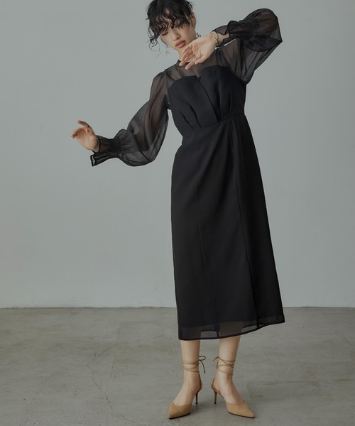 「niana」 長袖ワンピース S モカ レディース_画像3