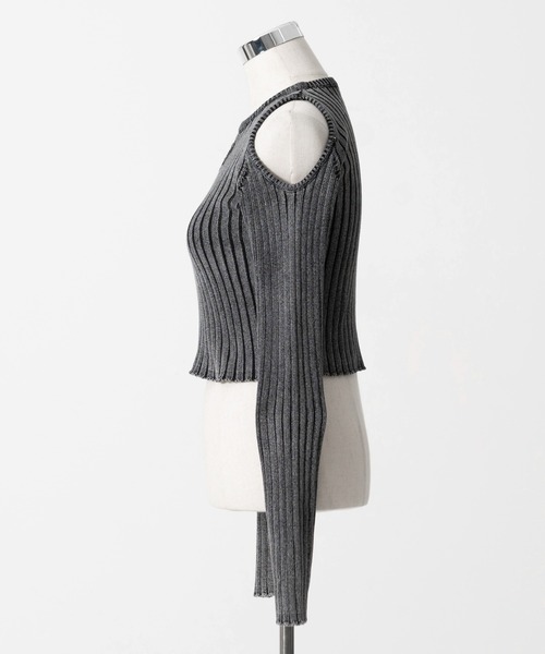 REFLEM オーバルロゴクロップリブニット チャコールグレー REFLEM