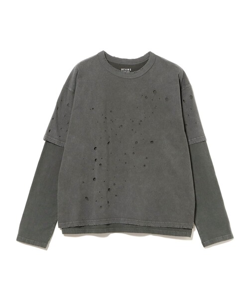 BEAMS（ビームス） tシャツ レイヤード ダメージ Tシャツ メンズ