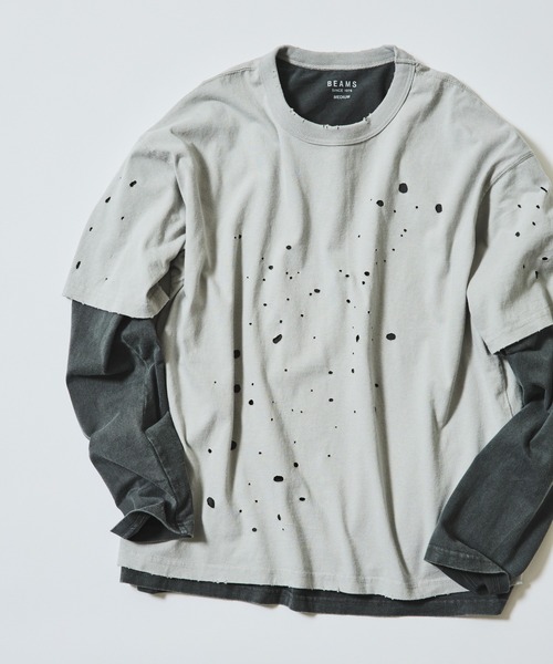 BEAMS（ビームス） tシャツ レイヤード ダメージ Tシャツ メンズ