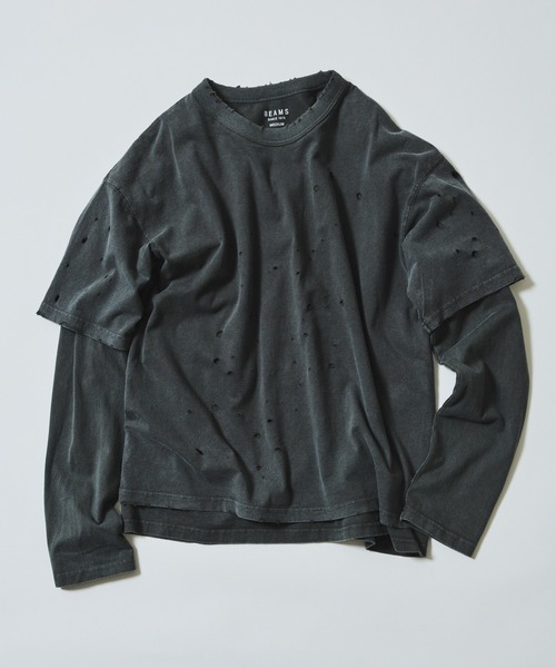 BEAMS（ビームス） tシャツ レイヤード ダメージ Tシャツ メンズ