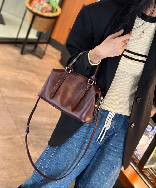 ボストンバッグ 「 NiiNa / ニーナ 」高品質レザー2WAYミニボストン
