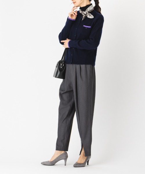 新品　メイメイ　meimei カーディガン　カシミヤ　バイカラー　M L 紺 カーディガン ふんわりバイカラーカーディガン カシミヤ100％ カーデ