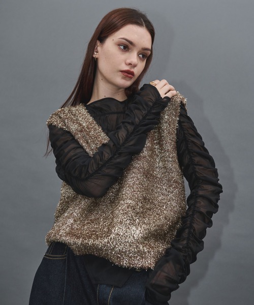 「Shelly island」 ニットベスト FREE ブラック レディース_画像8