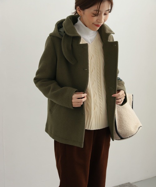 「URBAN RESEARCH DOORS」 ピーコート SMALL カーキ レディース_画像3