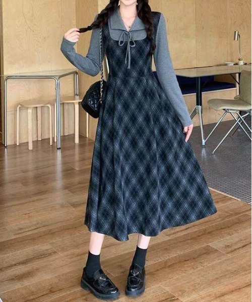 gossip!ロサンゼルス ワンピース Y2K レトロ チェック柄 配色