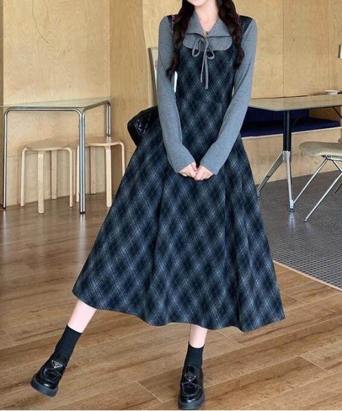 gossip!ロサンゼルス ワンピース Y2K レトロ チェック柄 配色