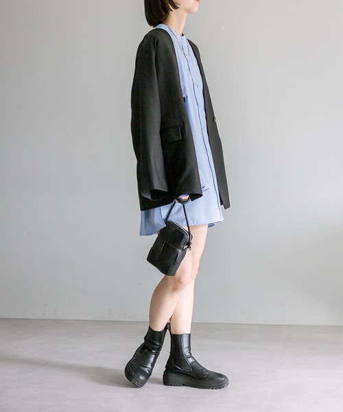 「mystic」 ノーカラージャケット 1 グレー レディース_画像4