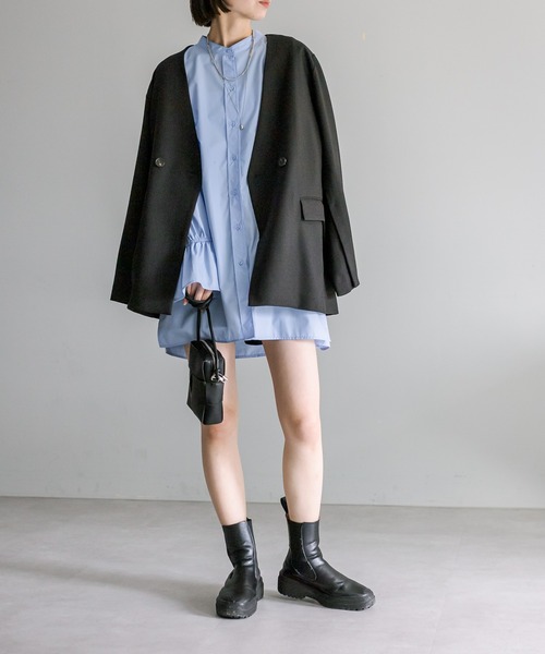 「mystic」 ノーカラージャケット 1 グレー レディース_画像5