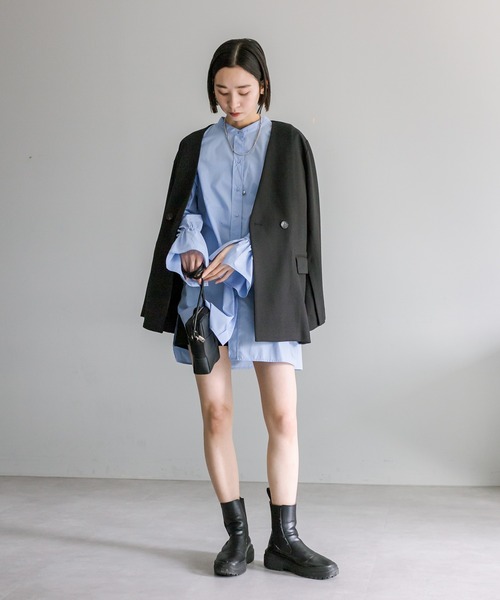 「mystic」 ノーカラージャケット 1 グレー レディース_画像7