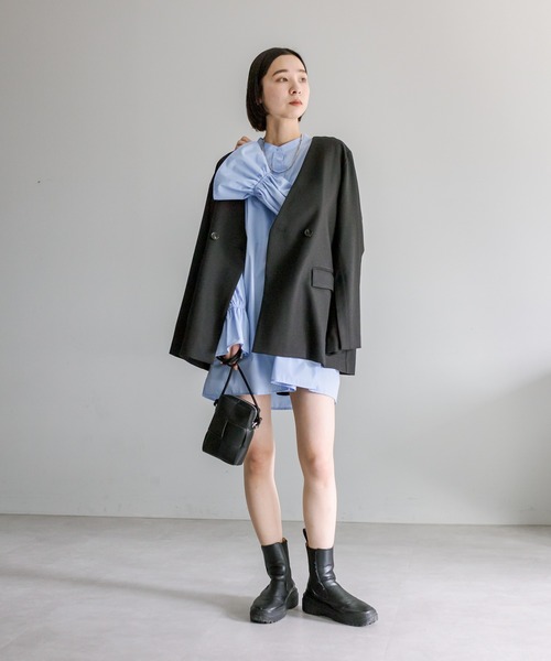 「mystic」 ノーカラージャケット 1 グレー レディース_画像9