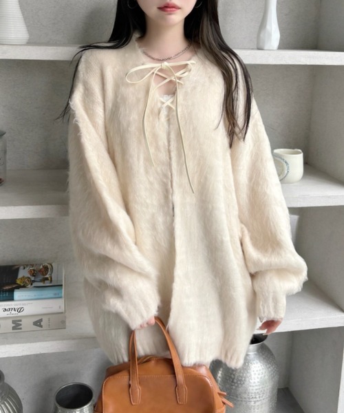 「Ada.」 ニットカーディガン FREE アイボリー レディース_画像4