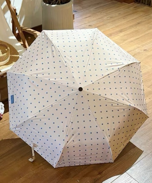 Meravel ミーラベル　晴雨兼用傘　ブラウンドット 日傘 折りたたみ傘 折り畳み 晴雨兼用 晴雨兼用ミルキードット