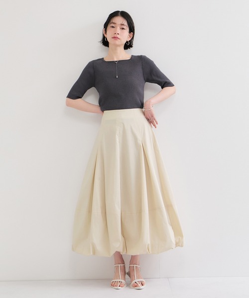 アトリエまりこ　レース　プリーツ　ロングワンピース　バルーンスカート　黒 LE CERCLE par rope' ロング スカート プリーツバルーンスカート