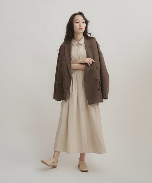 「moi tytto」 シャツワンピース MEDIUM チャコールグレー レディース_画像2