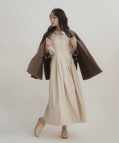 「moi tytto」 シャツワンピース MEDIUM チャコールグレー レディース_画像4