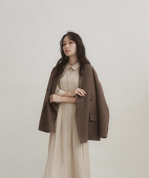 「moi tytto」 シャツワンピース MEDIUM チャコールグレー レディース_画像5