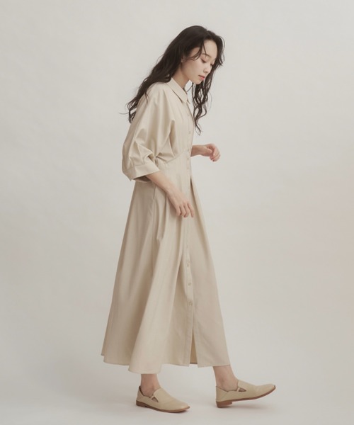 「moi tytto」 シャツワンピース MEDIUM チャコールグレー レディース_画像9