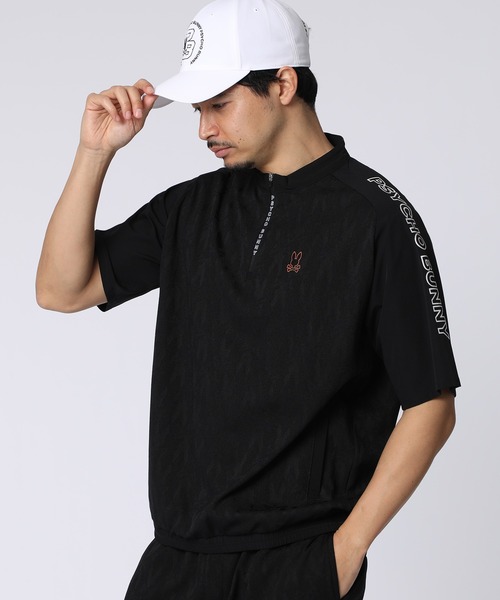 Psycho Bunny ゴルフ　ハーフジップモック　ブラック　サイズL GOLF][WOMEN]ハーフジップ 長袖モックネック｜Psycho Bunny｜サイコ