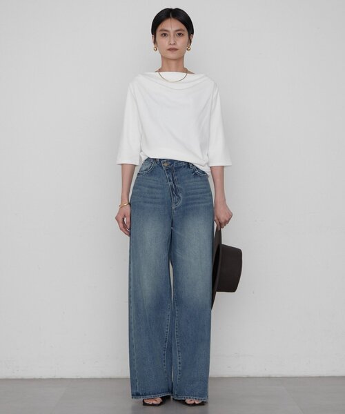 tシャツ ドレープカットソー レディースの画像