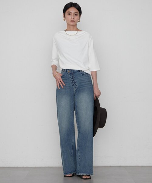 tシャツ ドレープカットソー レディースの画像