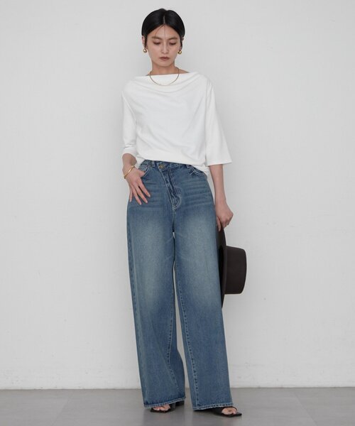 tシャツ ドレープカットソー レディースの画像
