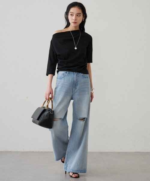 tシャツ ドレープカットソー レディースの画像
