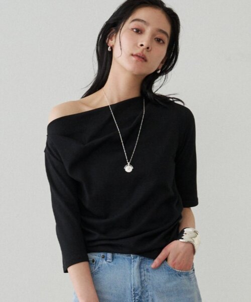 tシャツ ドレープカットソー レディースの画像