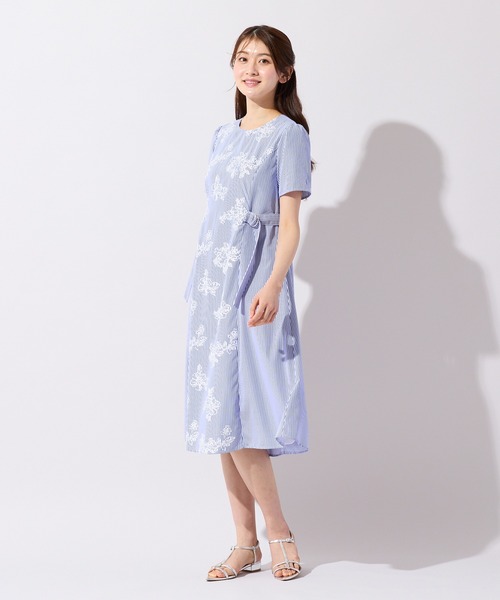 Rose Tiara（ローズティアラ） ワンピース 夏 半袖 リボンベルト付き