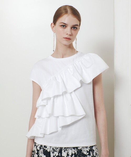 tシャツ 「LOULOU WILLOUGHBY」スパイラルフリルＴシャツ レディースの画像