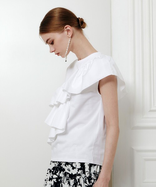 tシャツ 「LOULOU WILLOUGHBY」スパイラルフリルＴシャツ レディースの画像