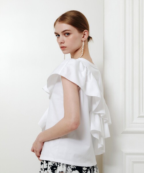 tシャツ 「LOULOU WILLOUGHBY」スパイラルフリルＴシャツ レディースの画像