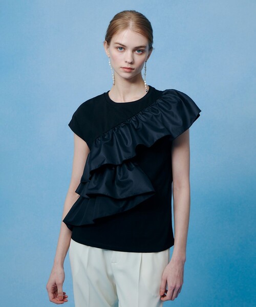 tシャツ 「LOULOU WILLOUGHBY」スパイラルフリルＴシャツ レディースの画像