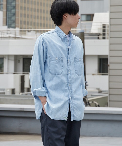 オアスロウ orslow ホワイト シャンブレーシャツ（メンズトップス