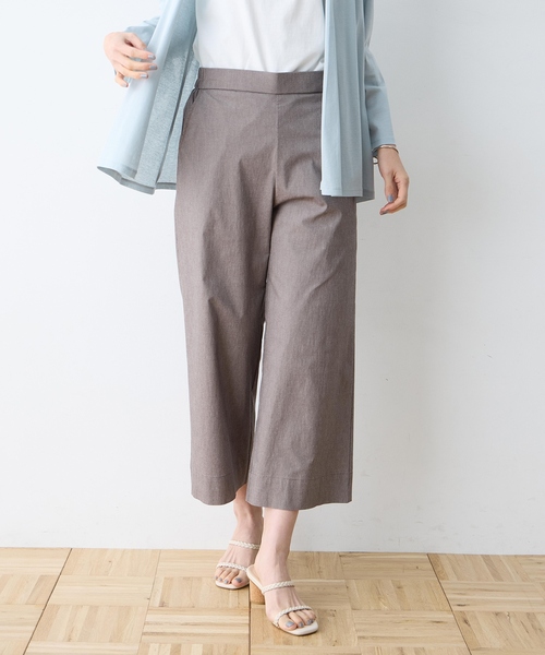 ワイドパンツ パンツ ストレッチワイドパンツ「接触冷感・ウォッシャブル・後ろウエストゴム・大きいサイズあり」 レディースの画像