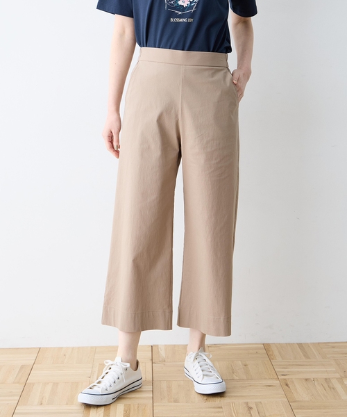 ワイドパンツ パンツ ストレッチワイドパンツ「接触冷感・ウォッシャブル・後ろウエストゴム・大きいサイズあり」 レディースの画像