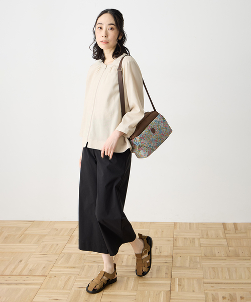 ワイドパンツ パンツ ストレッチワイドパンツ「接触冷感・ウォッシャブル・後ろウエストゴム・大きいサイズあり」 レディースの画像