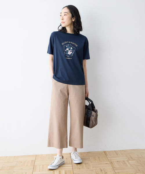 ワイドパンツ パンツ ストレッチワイドパンツ「接触冷感・ウォッシャブル・後ろウエストゴム・大きいサイズあり」 レディースの画像