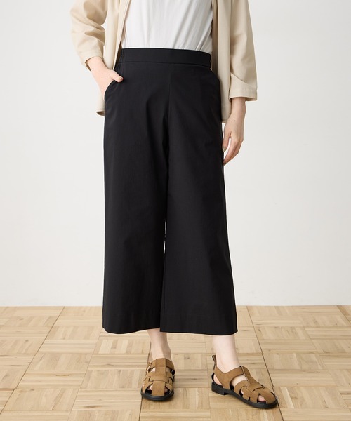 ワイドパンツ パンツ ストレッチワイドパンツ「接触冷感・ウォッシャブル・後ろウエストゴム・大きいサイズあり」 レディースの画像