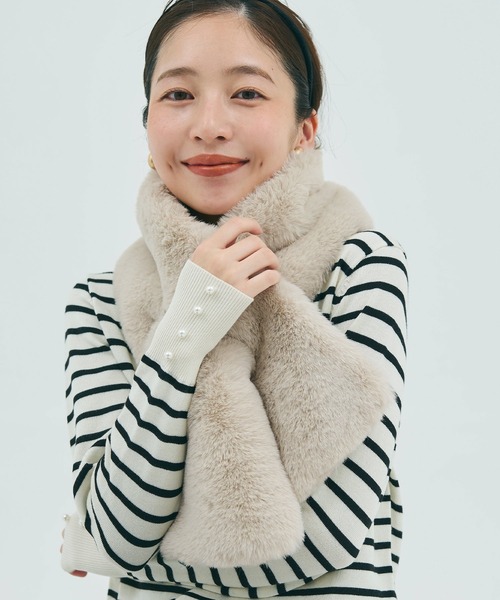 ストール マフラー ＼新色追加／フェイクファーティペット「ワイドタイプ」 レディース | coca | 21