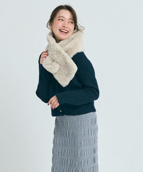 ストール マフラー ＼新色追加／フェイクファーティペット「ワイドタイプ」 レディース | coca | 16